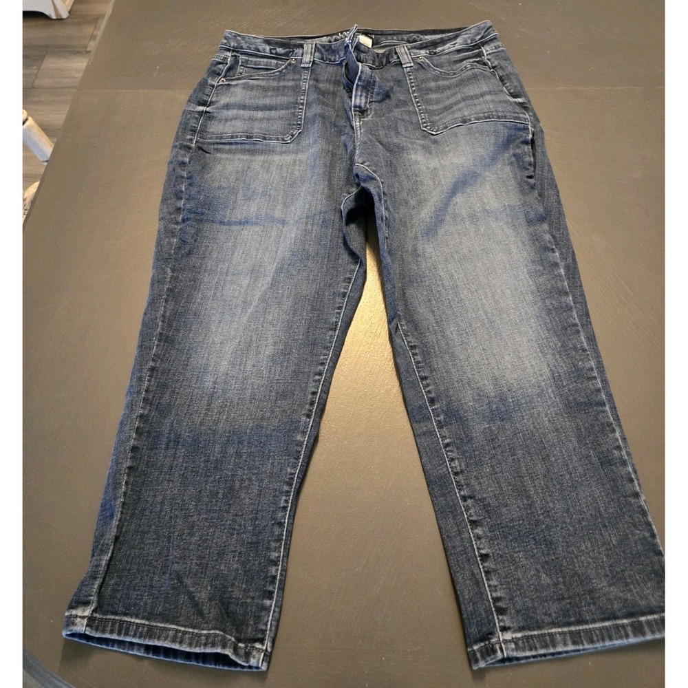 Lane Bryant Womens Blue Denim Capri Jeans Size 20 Cropped Straight Leg Stretch
